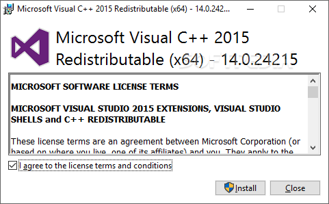 Microsoft visual c++ 2015 redistributable x64